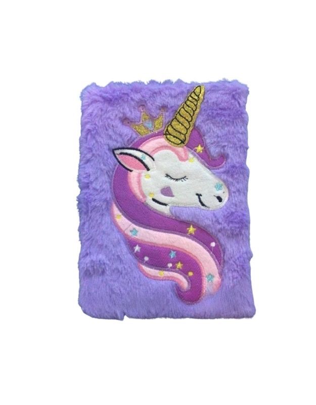 Purple unicorn diary journal with golden horn and crown